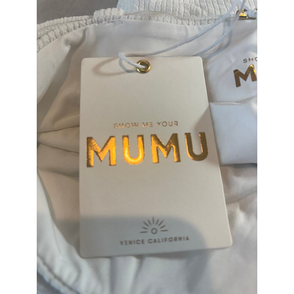 Show Me Your Mumu Women's Ivory Rib Scrunch Bahamas Swim Belted Bottom Size L - Picture 7 of 8